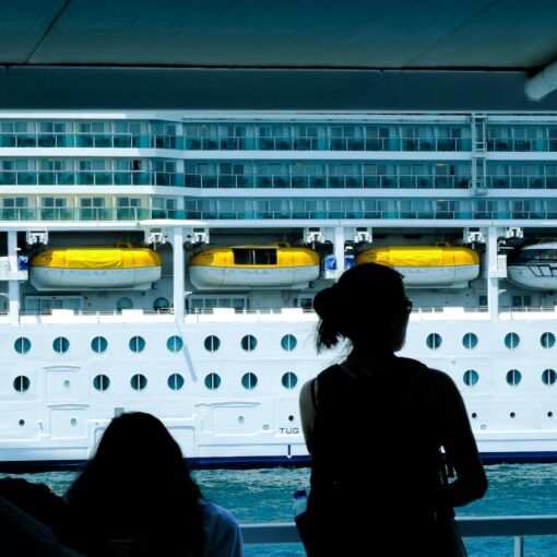 silhouette of people watching cruise ship in turkiye