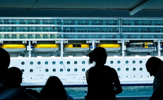 silhouette of people watching cruise ship in turkiye