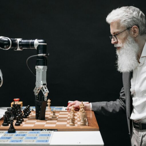 a bearded man playing chess