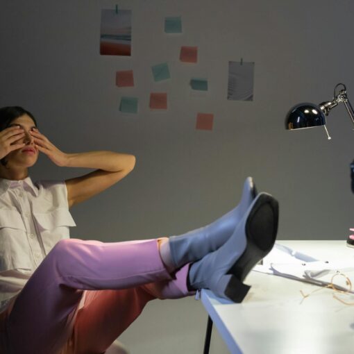 pretty woman covering her eyes