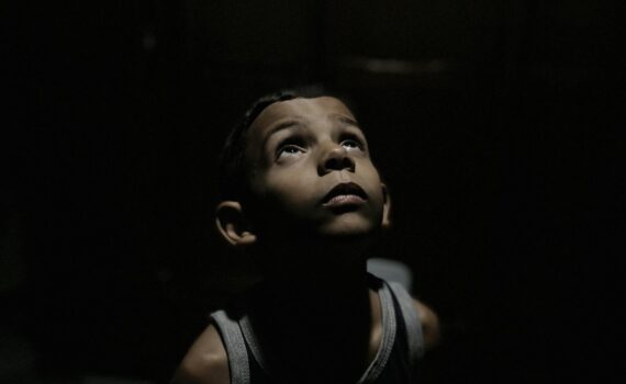 photo of a boy looking up
