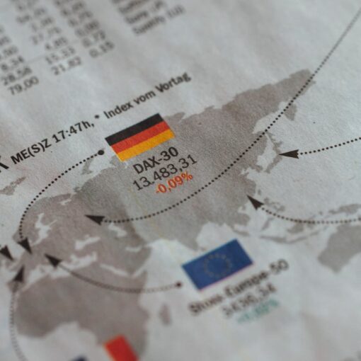 flags of germany eu and france in newspaper