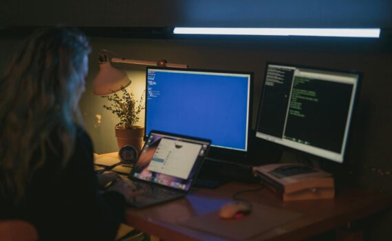 woman using a computer